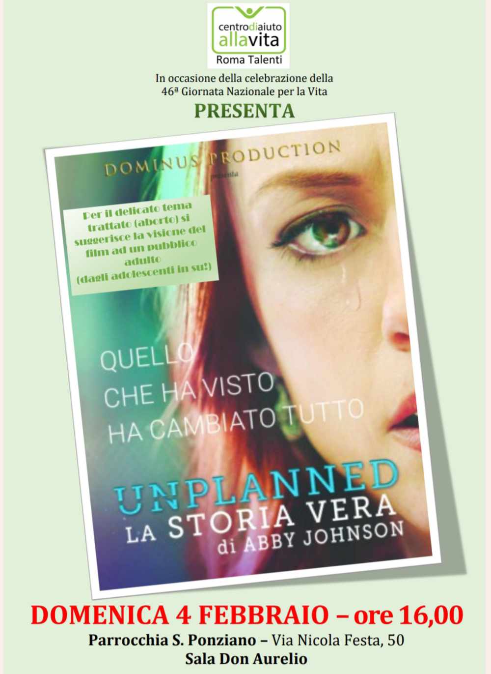 Locandino film "Unplanned"