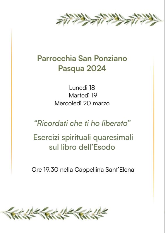 Locandina esercizi spirituali Pasqua 2024